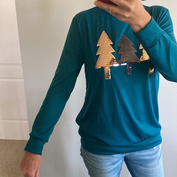 Sequin Pine Tree, Long Sleeve Top - Picture 8 of 8